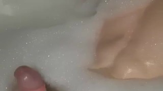 Play with cock in bath