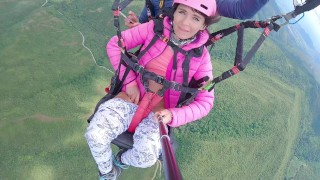 SQUIRTING while PARAGLIDING in 2200 m above the sea ( 7000 feet )