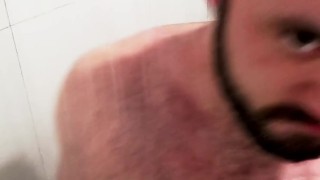 Horny muscle cub showers and shows off his ass in the gym showers