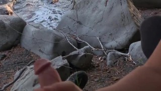 Outdoor Fun By The River With Sexy Brunet, Best Cum Views💦 Is This Handjob Paradise? 4K