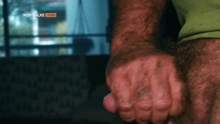 Handsome muscle bear finishes off a dirty tradie after his shift