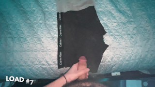 hairy arab top pumps 8 separate loads of hot thick cum on boxer briefs - cumshot compilation