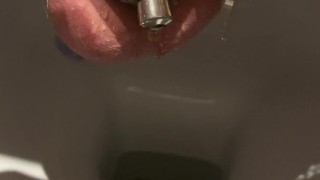 How piss a good sissy - Micro chastity cage with urethral