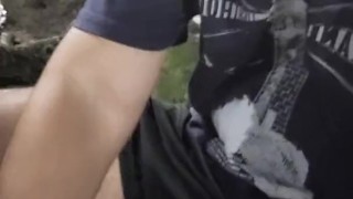 Exhibitionist put his cock out next to the tree