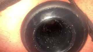 Twink stretches his whole with hollow plug