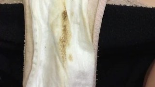 Showing off my delicious pad with pussy discharge on the last day of my period
