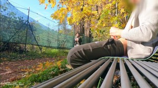 DICKFLASH in the PARK: a slutty milf can't resist to give a me a hard titty fuck