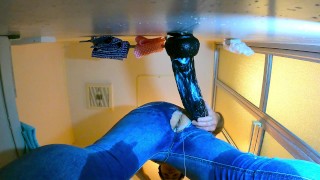 Through hole in JEANS onto a monster Dildo DEEP | Fisting | Juicy with a teenager | Teen | squirting