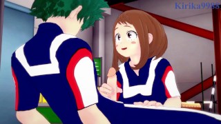 Uraraka đùa giỡn mạnh với cậu nhỏ của Midoriya trong nhà kho