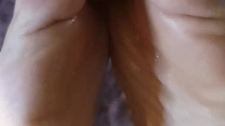 Footjob with my huge cock. The start of good things to cum......💦
