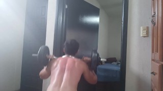 Working out my ass literally - naked workout two