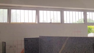 Cam catches latin big dick in the public bathroom