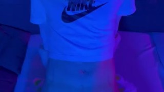 Femboy Twink jerking off in fursuit