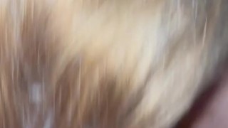 Hot blonde MILF blows dick