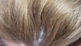 Hot blonde MILF blows dick