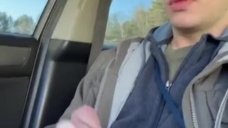 risky jerking off huge & thick dick in public car lot outside the grocery