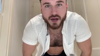 Gay POV domination blowjob from muscular hairy Boss
