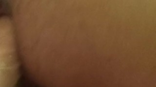 Mulatto fucks himself with a dildo and farts