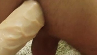 Mulatto fucks himself with a dildo and farts