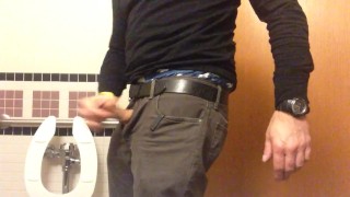 I jerk-off in the hospital public bathroom, almost caught. I forgot to lock the door.