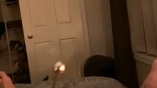 Jerking off with large sounding rod