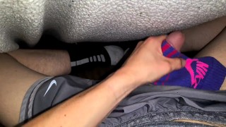Cum on my stepsisters nike sock while wearing her clothes