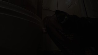 Transvestite Abby trying really hard to satisfy that dildo)