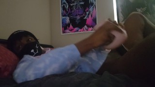 Black twink cums after class