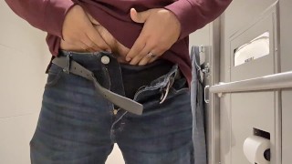 Hot guy HUGE LOAD - pissing and cuming in public restroom WOW!!