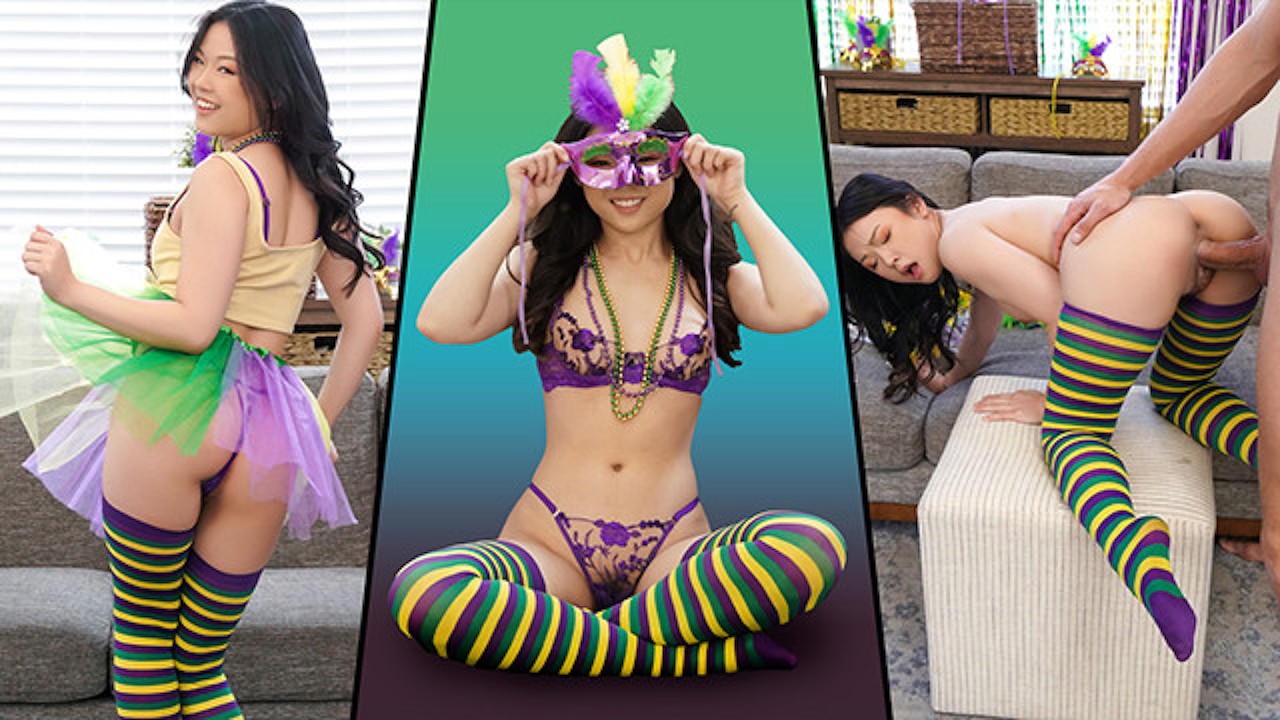 Curvy Petite Asian Lulu Chu Rides Her Huge Boyfriend After Decorating For  Mardi Gras - Exxxtra Small