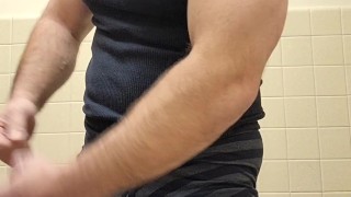 MUSCLE BEAR FLEXING IN TANK TOP AND BOXER BRIEFS!