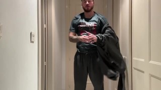 Post workout bodybuilding posing practice