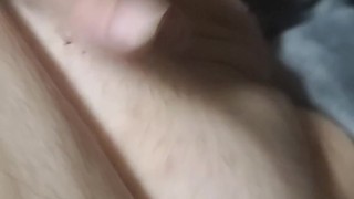 Fat boy playing with his cock and cumming