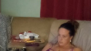 Brunette Milf Playing Video Games In Her Lingerie