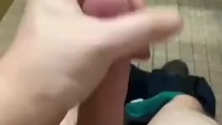 Jacking off in the bathroom at work