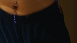 TUMMY PIERCED ARAB TEEN GUY SHOWS OFF HIMSELF IN THE MIRROR