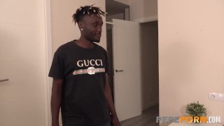 Buxom Spanish girlfriends make out before a SEXY INTERRACIAL THREESOME