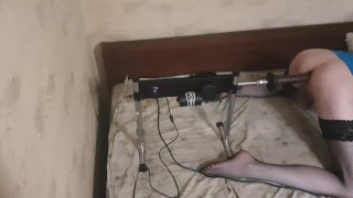 Sissy sex home with machines