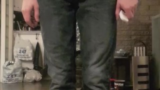 Wetting jeans in the living room