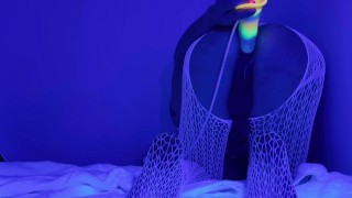Horny femboy fucks his tight little ass with big cock and fills himself with a big load of cum