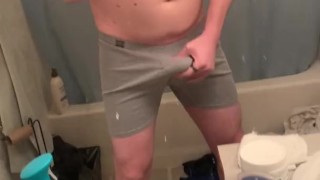 Cumming In My Boxers Briefs Underwear After Edging Hot Guy Rubs Cock Until Orgasm