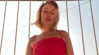 Hot Blond showing her bush