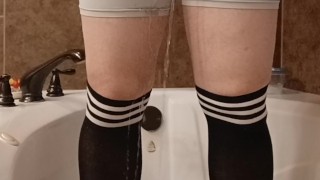 Wetting With A Hard Cock & Socks