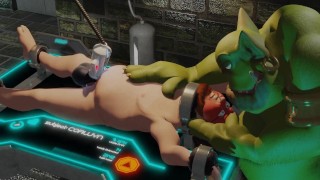 Evil Orc straps cubbish human prisoner to a milking machine and edges him 5 minute loop