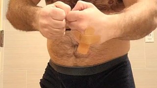 HAIRY MUSCLE BEAR FLEXING IN UNDERWEAR