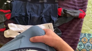 Rips underwear off to get to his cock
