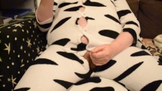 Daddy cow milking with some oil