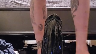 3 inch thick black dildo plunging my tight hole