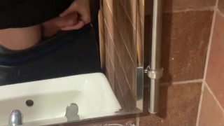 Cumming In PUBLIC Intense Cumshot In GYM BATHROOM Hunk Makes A MESS!