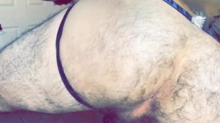 Spanking and fingering my hairy hole wearing a jock teaser